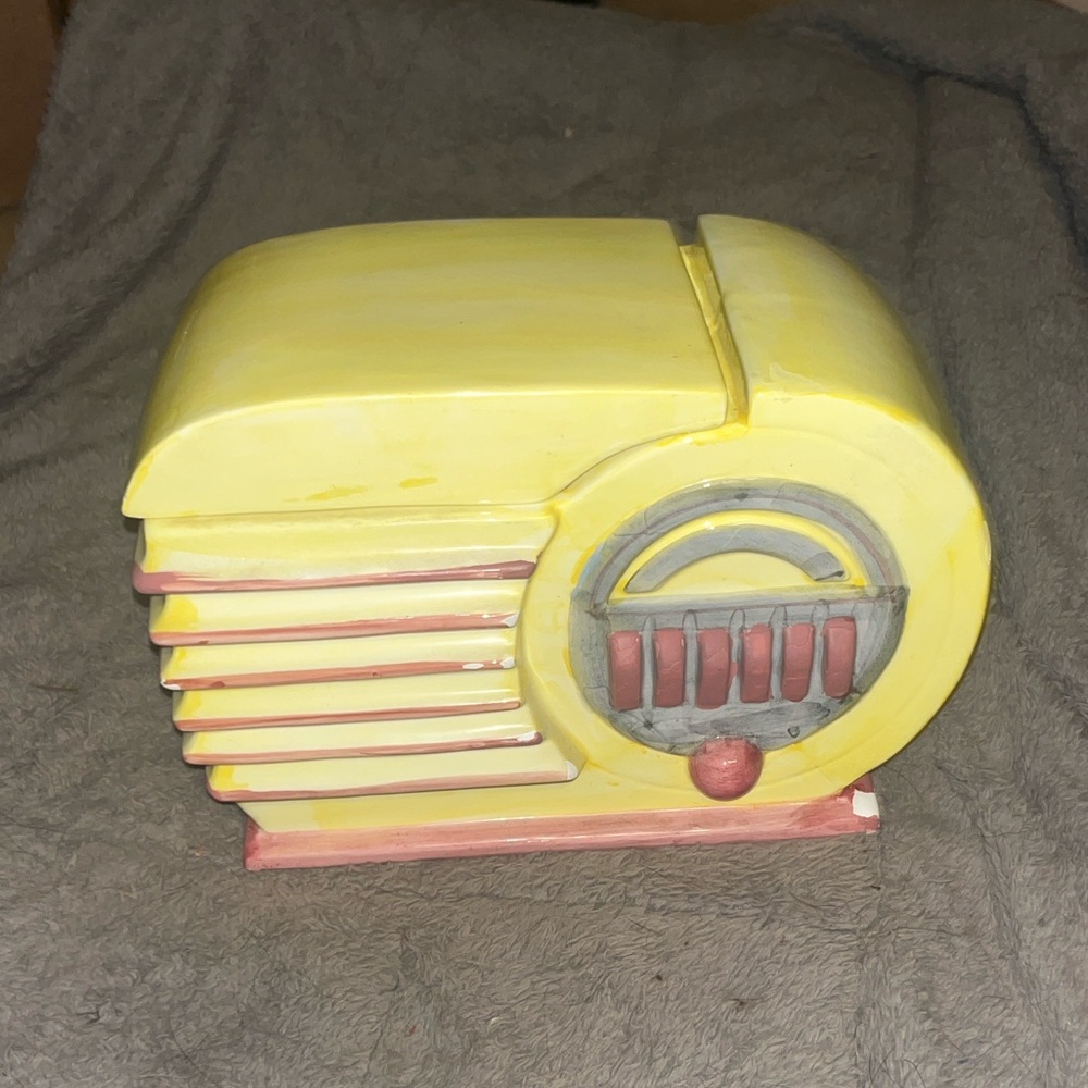 Retro Yellow and Pink Radio Cookie Jar